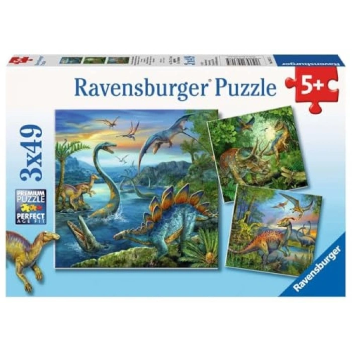 Dinozor Temalı 3x49 Parça Puzzle Seti ile Eğlence