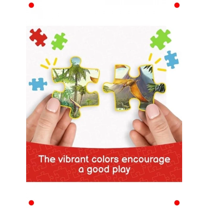 Dinozor Temalı Mat Çerçeveli Çocuk Yapbozu (15 Parça)