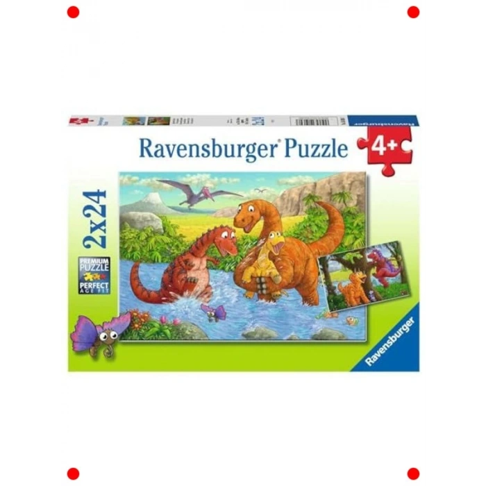 Dinozorlar Temalı Çocuk Puzzle Seti, 2x24 Parça