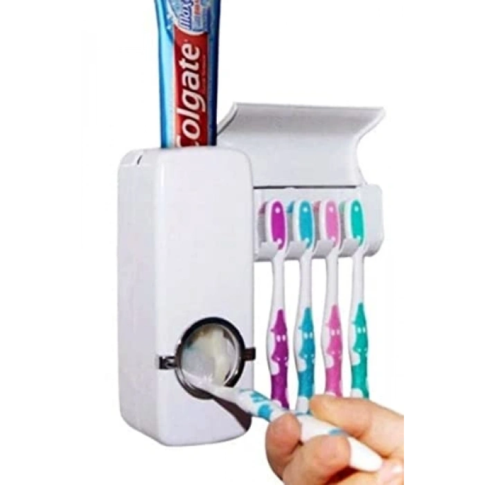 Diş Macunu Sıkacağı ve Diş Fırçası Askı Seti, 5 Parça