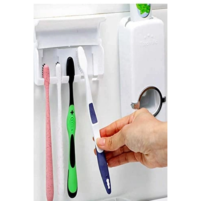 Diş Macunu Sıkacağı ve Diş Fırçası Askı Seti, 5 Parça