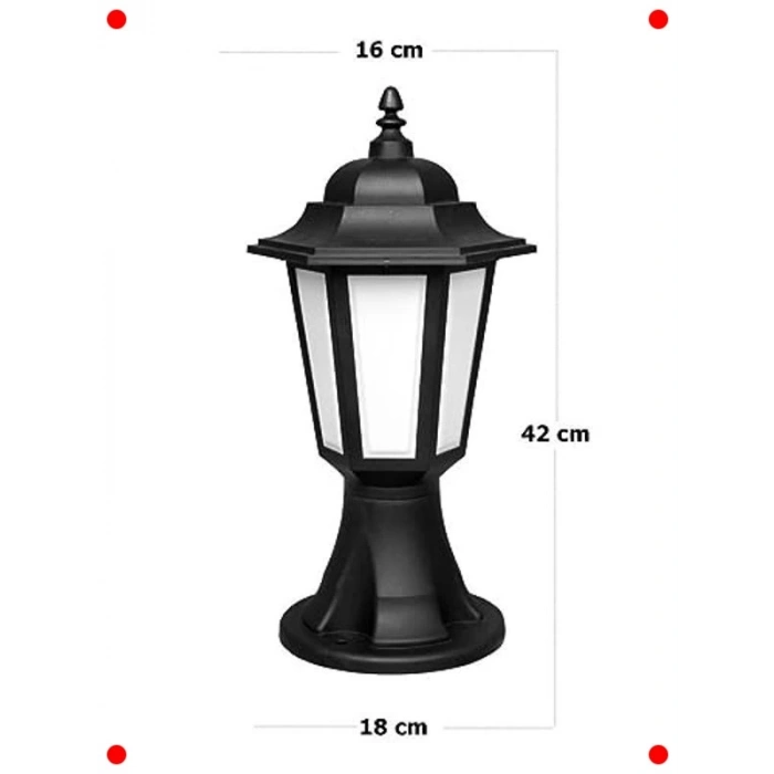 Dış Mekan Set Üstü Bahçe Aydınlatması, 42 cm Siyah
