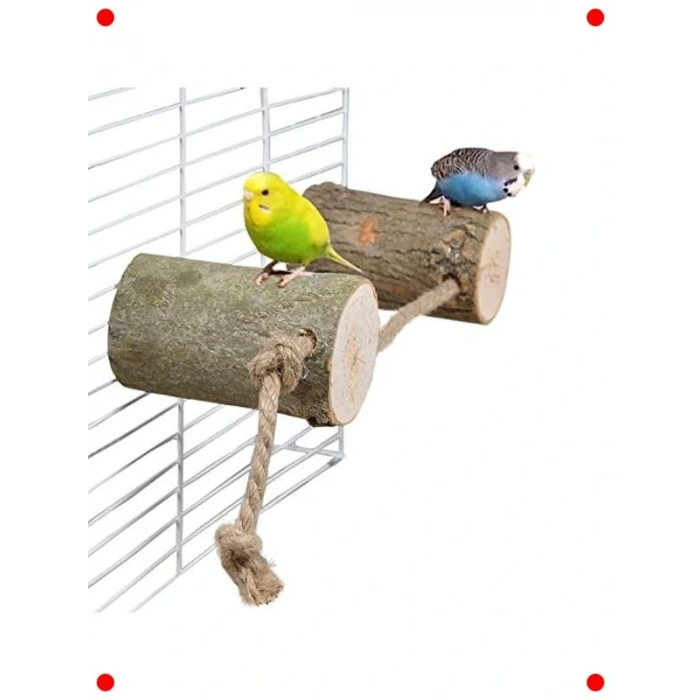 Doğal Ağaç Kuş Tüneği Seti (İpli, 2 Adet)