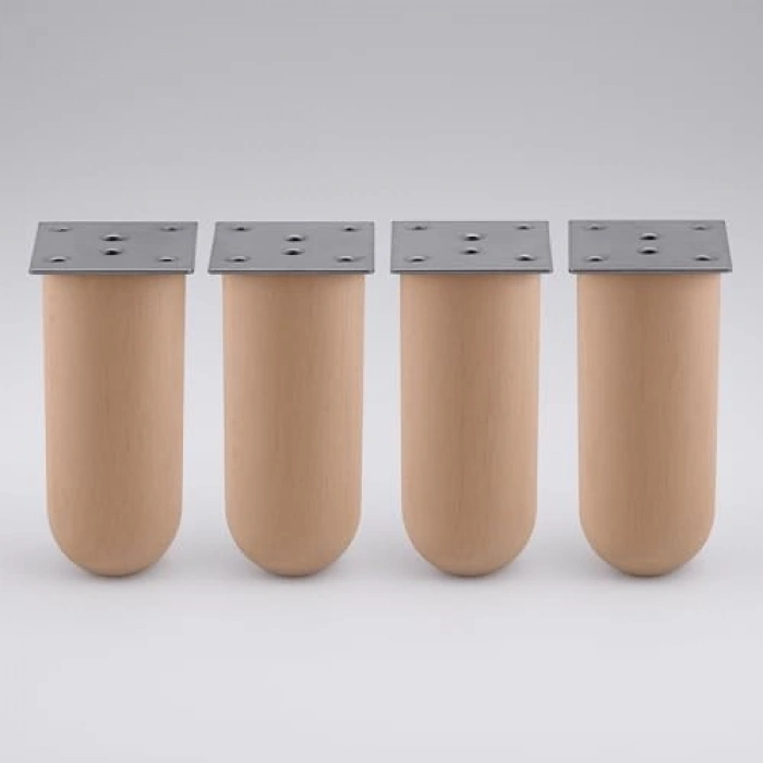 Doğal Ahşap Silindir Ayak Seti, 4 Adet, 15 cm
