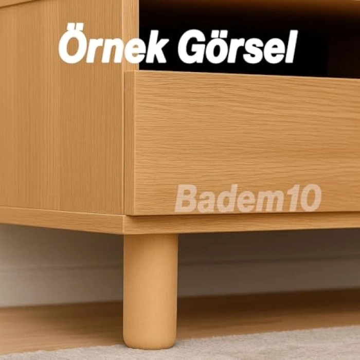 Doğal Ahşap Silindir Ayak Seti, 4 Adet, 15 cm