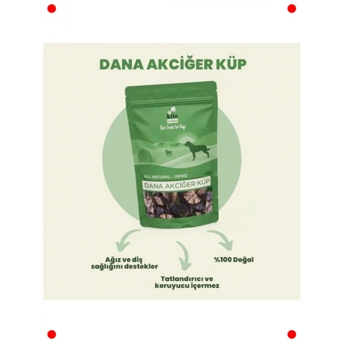 Doğal Dana Akciğer Küp Köpek Ödül Maması - 100 gr