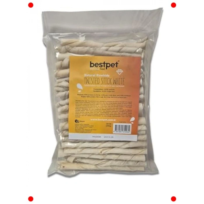 Doğal Deri Burgu Köpek Ödül Çubuğu - 350 gr