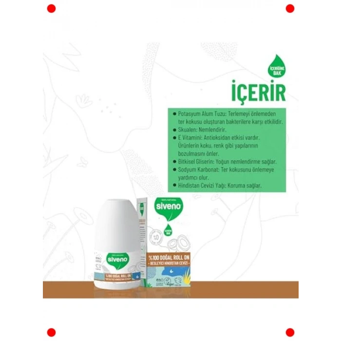 Doğal Hindistan Cevizli Roll-On Deodorant - Vegan & Lekesiz