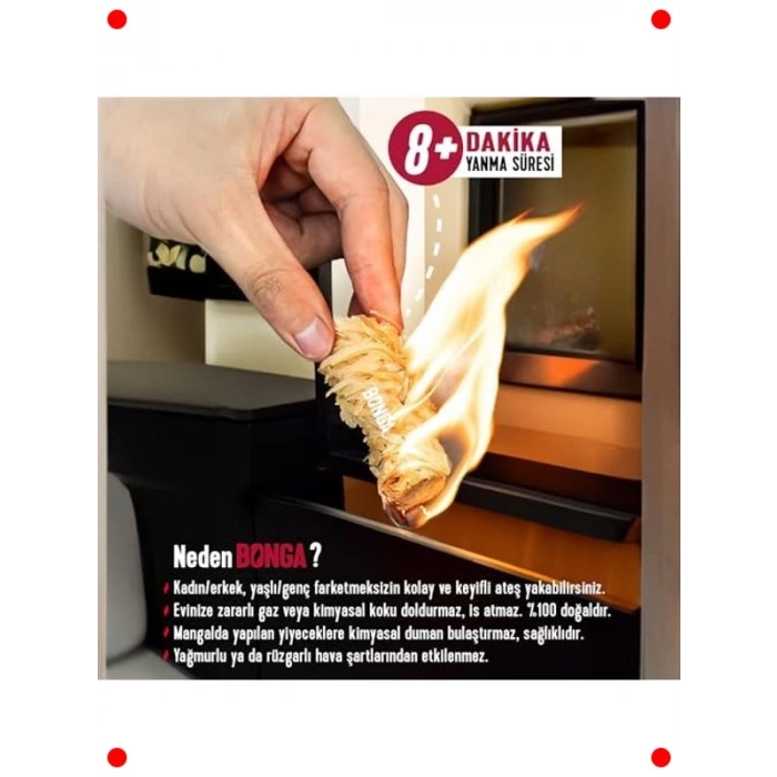 Doğal Odun Yünü Tutuşturucu - Soba, Şömine, Mangal (50 Adet)