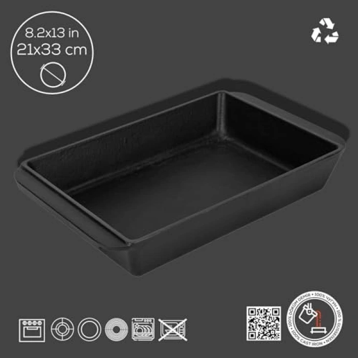 Döküm Dikdörtgen Rosto Tepsisi, 21x33 cm Ölçülerinde