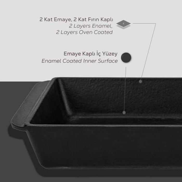 Döküm Dikdörtgen Rosto Tepsisi, 21x33 cm Ölçülerinde