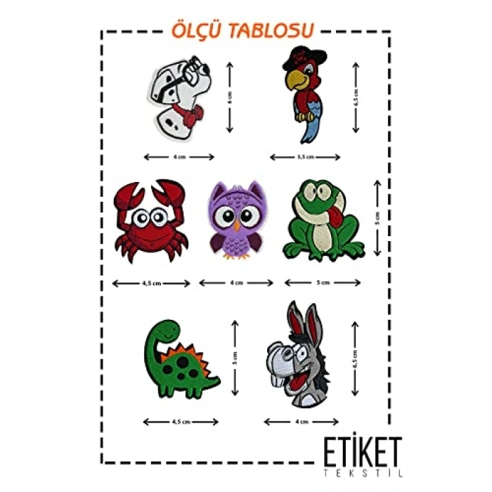Dokuma Seti Patch Yaması - Renkli Hayvanlar Modeli ile Eğlenceli