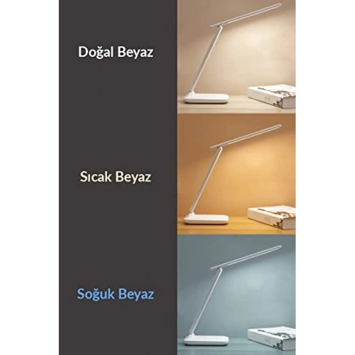 Dokunmatik Telefon Standlı 9W Şarjlı Masa Lambası, 3 Renk