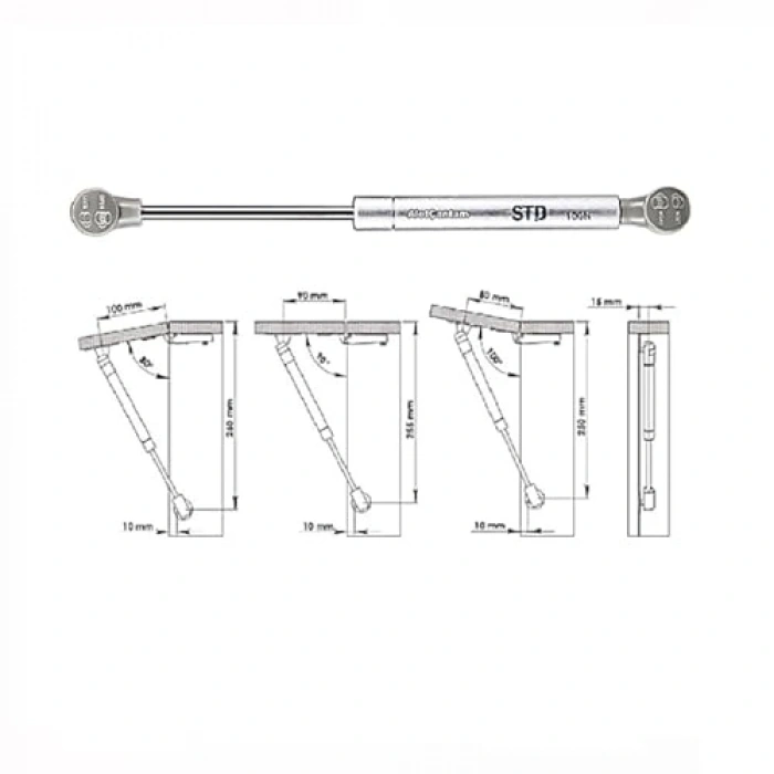 Dolap Amortisörü, Dolap Kapak Pistonu Mutfak Dolabı Kapağı (100N(27cm)2Adet)