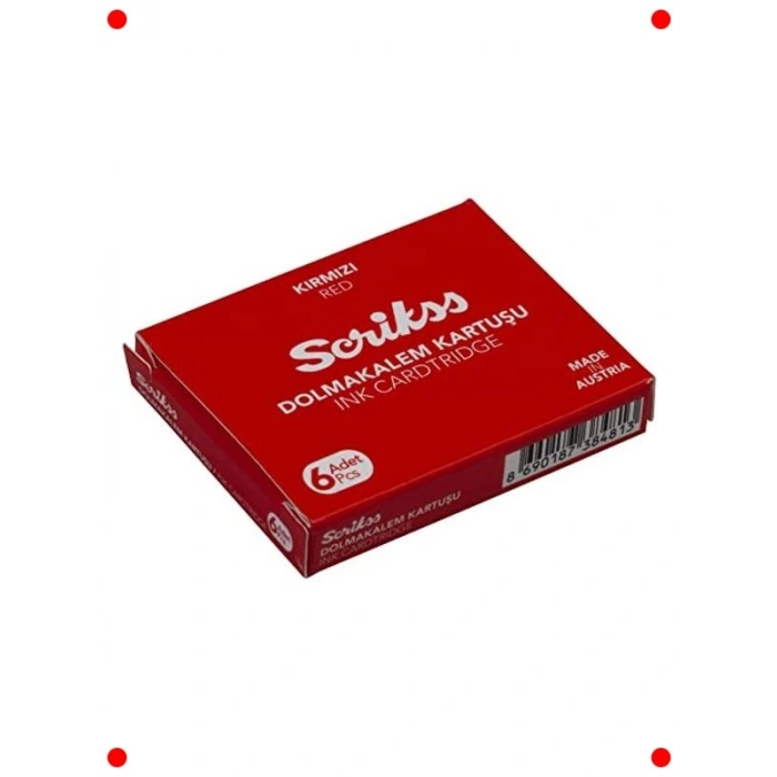 Dolma Kalem Kartuş Seti - Kırmızı Mürekkep 6 Adet