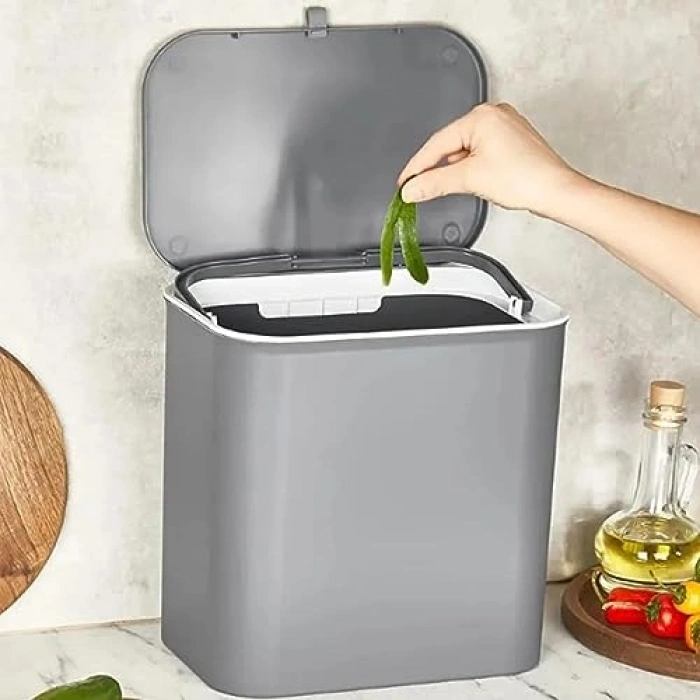 Döner Kapaklı Banyo Mutfak Çöp Kovası, 15L Kapasiteli