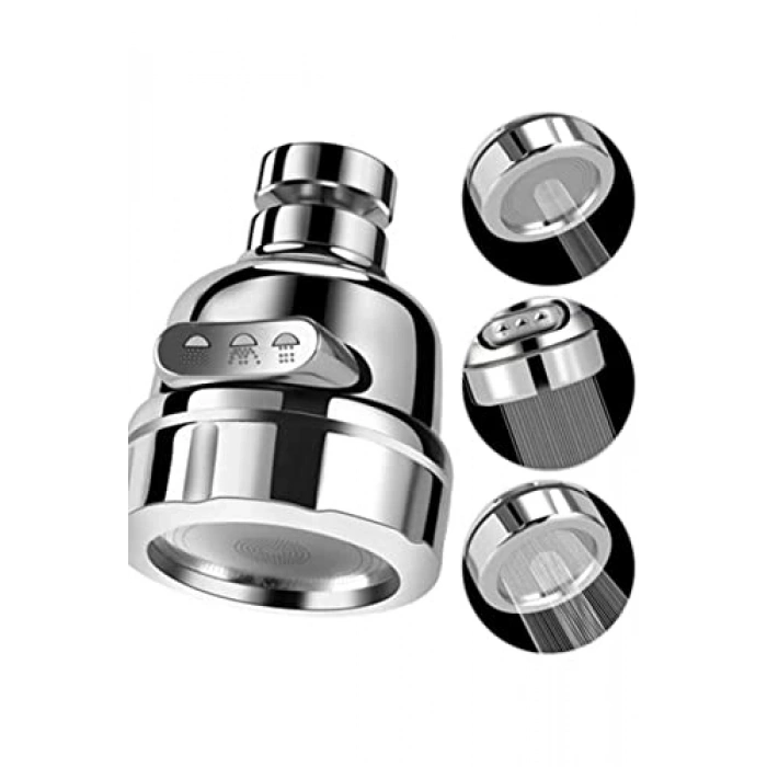 Döner Musluk Ucu, 360 Derece, Krom Renkli Mutfak Başlığı