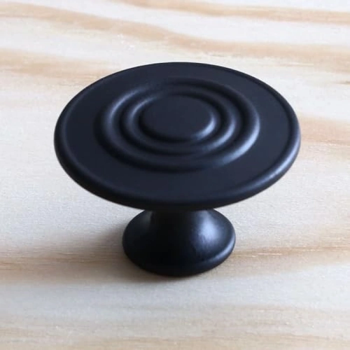 Düğme Mat Siyah Daire Kulp, Dolap ve Çekmece Kulpları için