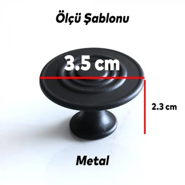 Düğme Mat Siyah Daire Kulp, Dolap ve Çekmece Kulpları için