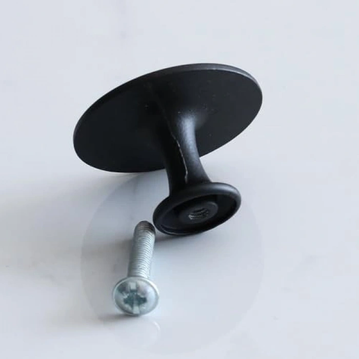 Düğme Mat Siyah Daire Kulp, Dolap ve Çekmece Kulpları için