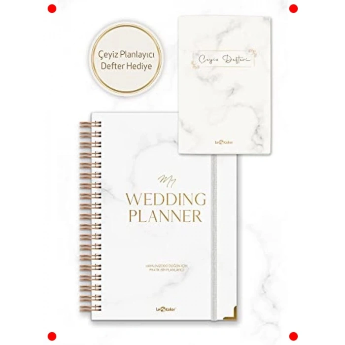 Düğün Planlayıcısı Ajandası - Altın Köşeli Lüks Tasarım