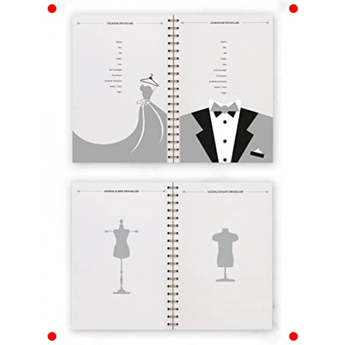 Düğün Planlayıcısı Ajandası - Altın Köşeli Lüks Tasarım