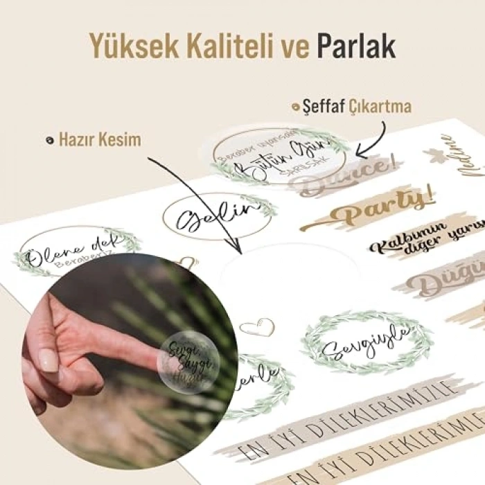 Düğün Sticker Seti, 325 Adet Çıkartma, Vintage Temalı