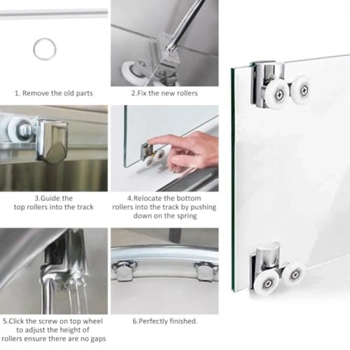 Duşa Kabin Teker Seti, 4 Adet Tekerlek ile Uyumlu