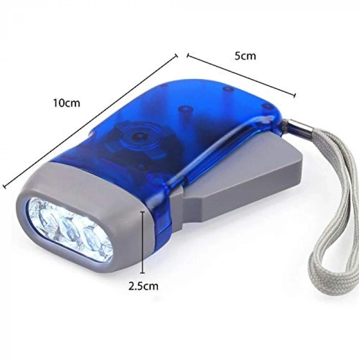 Dynamo ve 3 LEDli kamp feneri, pil ile