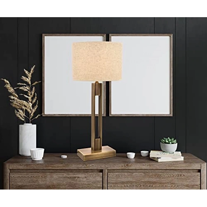 E27 Metal Masa Lambası, 35 cm Boyutunda, Eskitme Kaplama