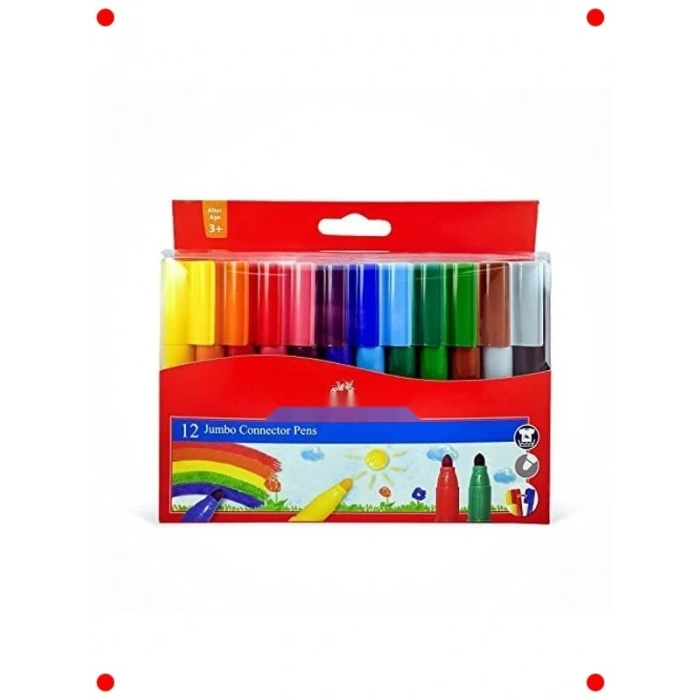Eğlenceli Jumbo Keçeli Kalem Seti - 12 Canlı Renk