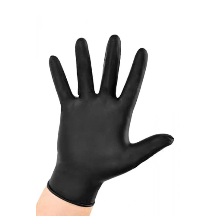 Ekstra Kalın Siyah Nitril Eldiven, Pudrasız, 100lü Paket