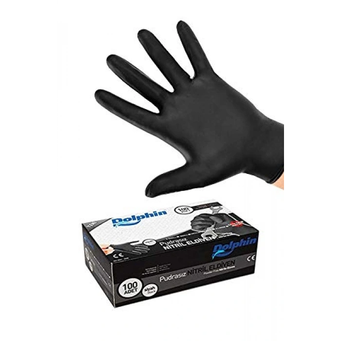Ekstra Kalın Siyah Nitril Eldiven, Pudrasız, 100lü Paket