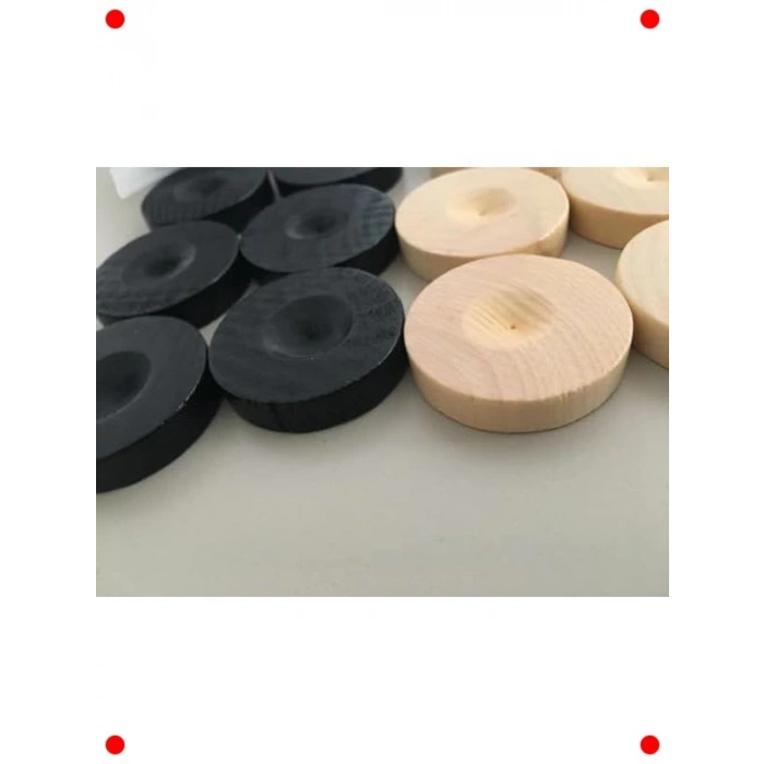 El Yapımı Ahşap Tavla Pul Seti - 2 Zar Hediye