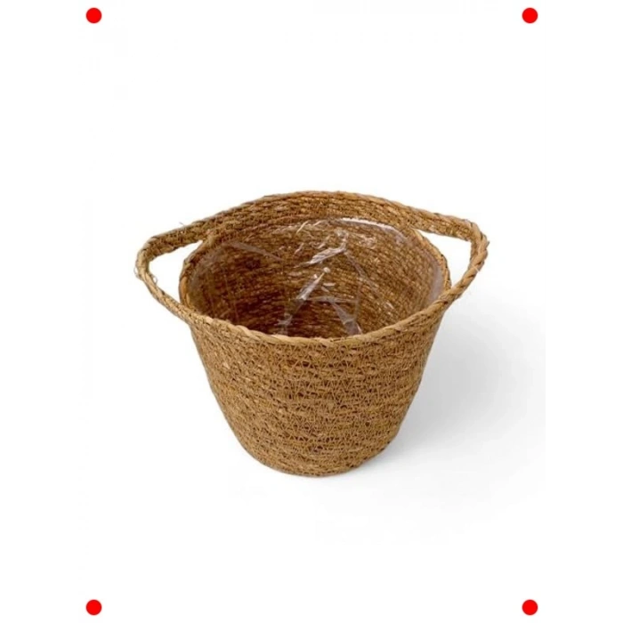 El Yapımı Çift Kulplu Hasır Saksılık (17cm)