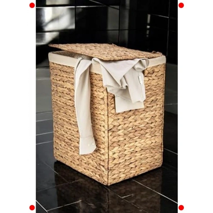 El Yapımı Katlanabilir Hasır Kirli Çamaşır Sepeti