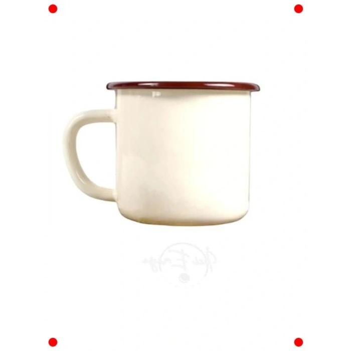 Emaye Kupa Bardak 380 ml - Şık ve Dayanıklı Bej