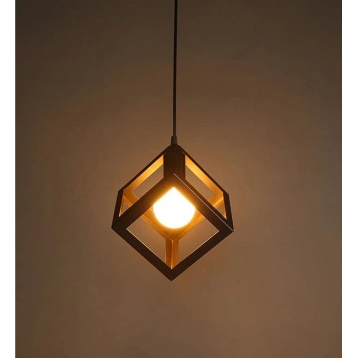 Endüstriyel Metal Kafes Tekli Sarkıt Avize, Otantik Tasarım