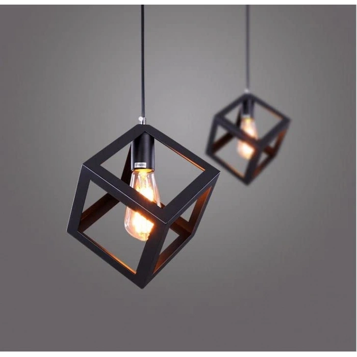 Endüstriyel Metal Kafes Tekli Sarkıt Avize, Otantik Tasarım