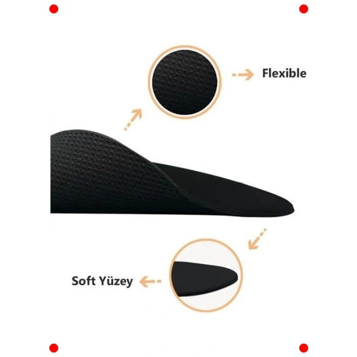Ergonomik Bilek Destekli Mouse Pad, Kaymaz Taban, Siyah