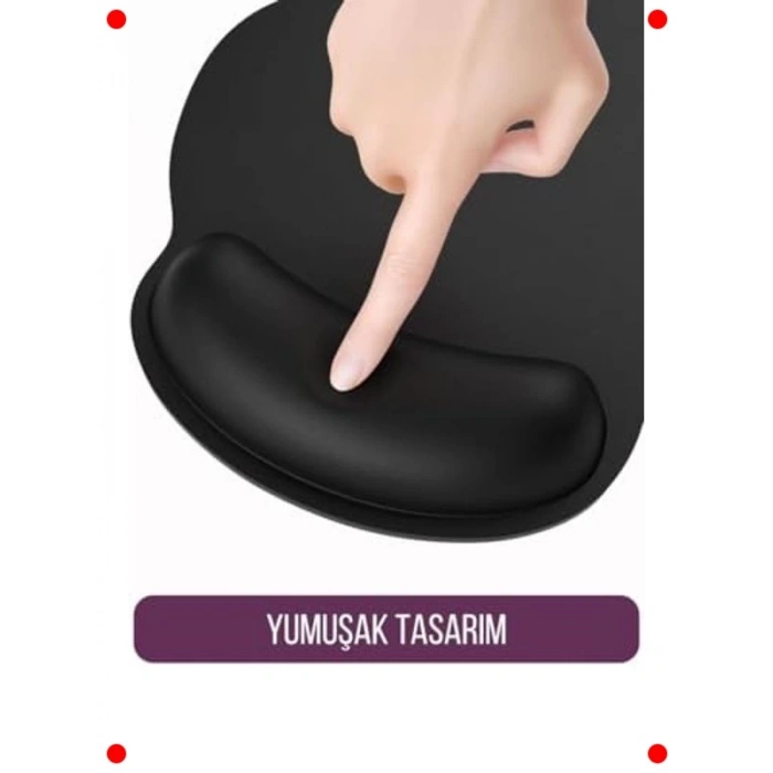 Ergonomik Bilek Destekli Siyah Mouse Pad