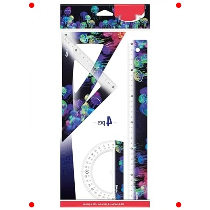 Ergonomik Geometrik Çizim Seti, 4 Parça (30 cm Cetvel)