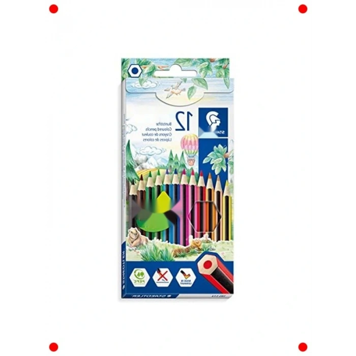 Ergonomik Kuru Boya Kalemi Seti, 12 Renk