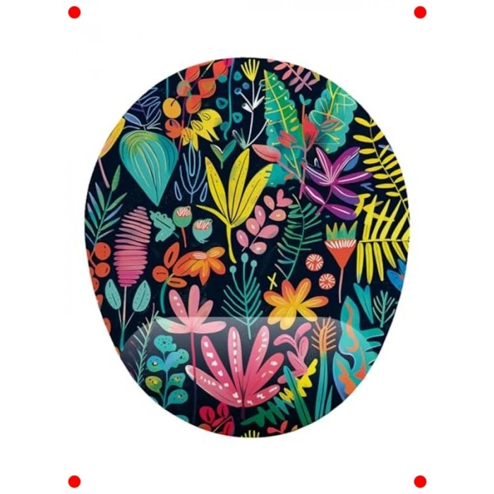 Ergonomik Tropikal Çiçekli Bilek Destekli Mouse Pad