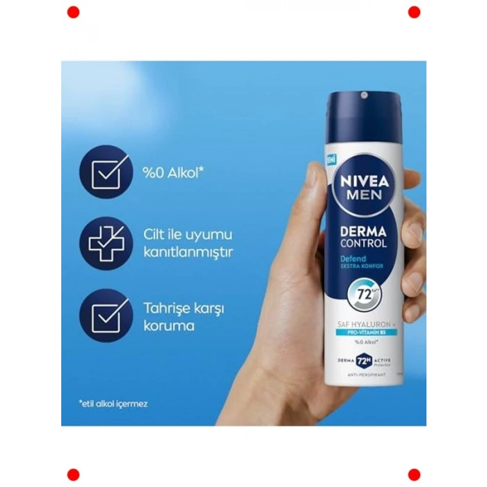 Erkek Sprey Deodorant: 72 Saat Koruma, Alkolsüz