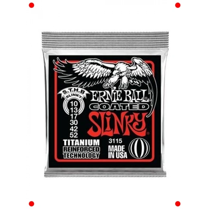 Ernie Ball Sıska Üst/Ağır Alt Slinky Kaplamalı Titanyum Rps Elektro Gitar Telleri, Ölçü 10-52