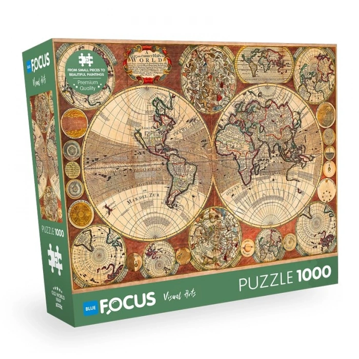 Eski Dünya Haritası Temalı 1000 Parça Yapboz