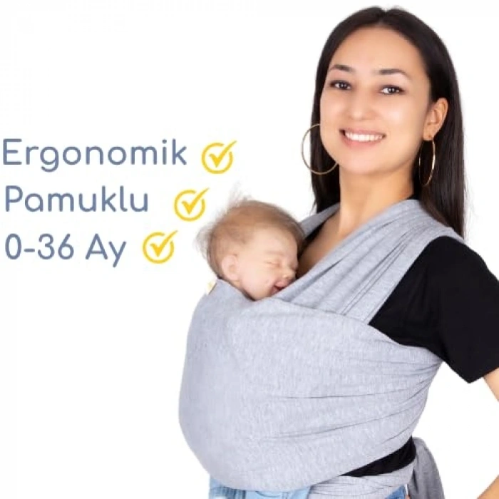 Esnek Gri Wrap Sling, Konforlu ve Güvenli Taşıma