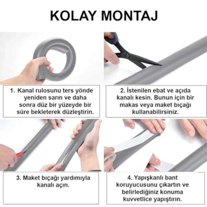 Esnek Kablo Kanalı Gri/GT-KK04