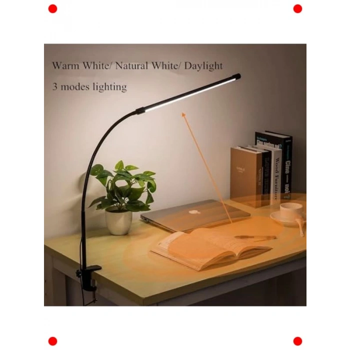 Esnek USB LED Masa Lambası - Kısılabilir, Klipsli